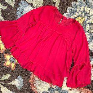 Hot Pink Babydoll Blouse